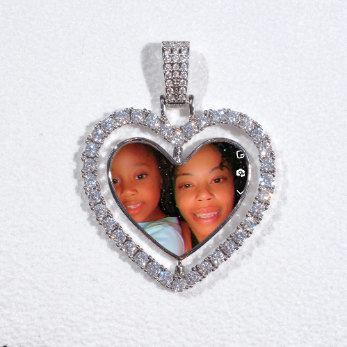 3D Spinning 2-Faced Heart Custom Picture Pendant