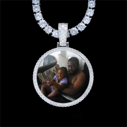 925S & VVS Moissanite 3D Circle Custom Picture Pendant