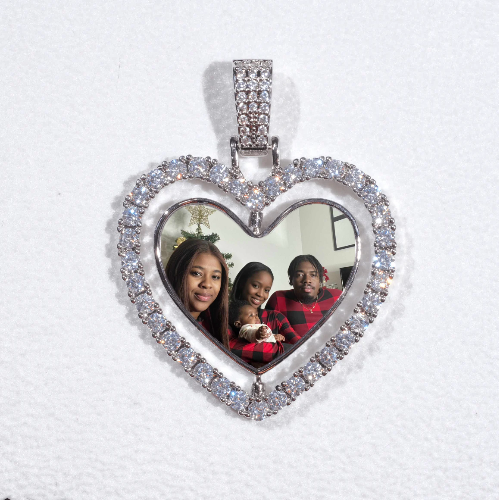 3D Spinning 2-Faced Heart Custom Picture Pendant
