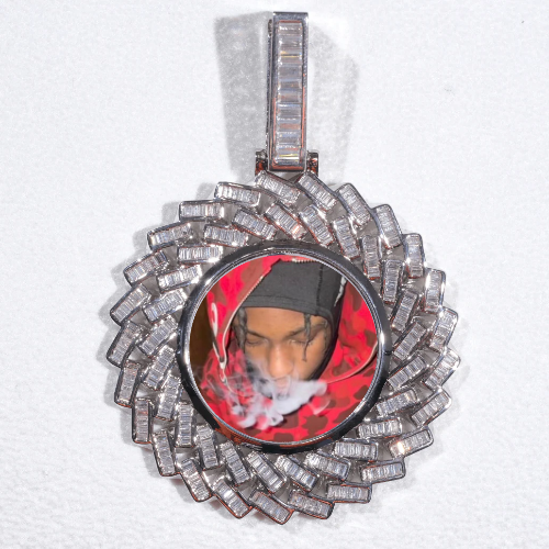 Large 3D Baguette Custom Picture Pendant