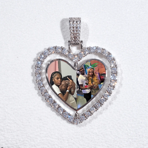 3D Spinning 2-Faced Heart Custom Picture Pendant