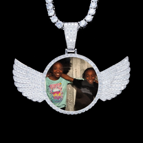 925S & VVS Moissanite 3D Wing Custom Picture Pendant