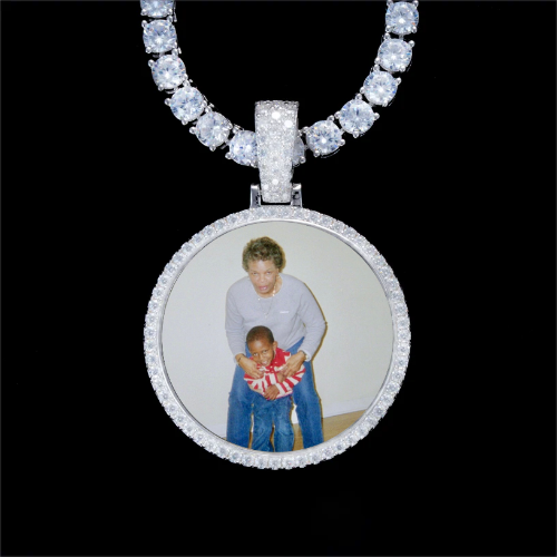 925S & VVS Moissanite 3D Circle Custom Picture Pendant