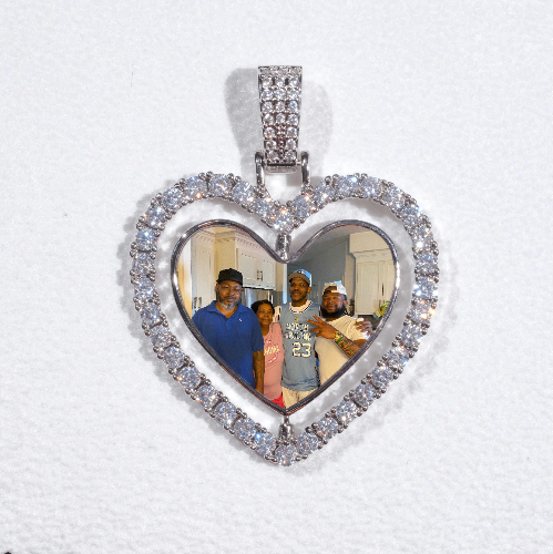 3D Spinning 2-Faced Heart Custom Picture Pendant