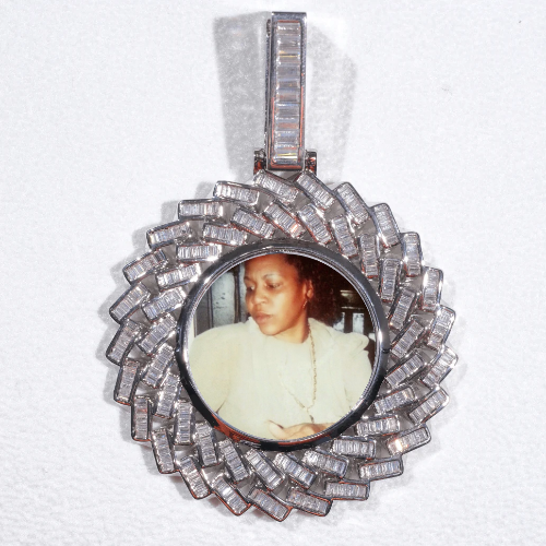 Large 3D Baguette Custom Picture Pendant