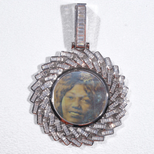 Large 3D Baguette Custom Picture Pendant