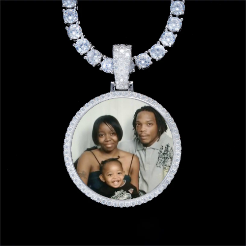 925S & VVS Moissanite 3D Circle Custom Picture Pendant