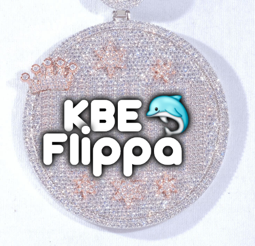 CUSTOM LETTER NECKLACE 3D BIG CROWN DISC