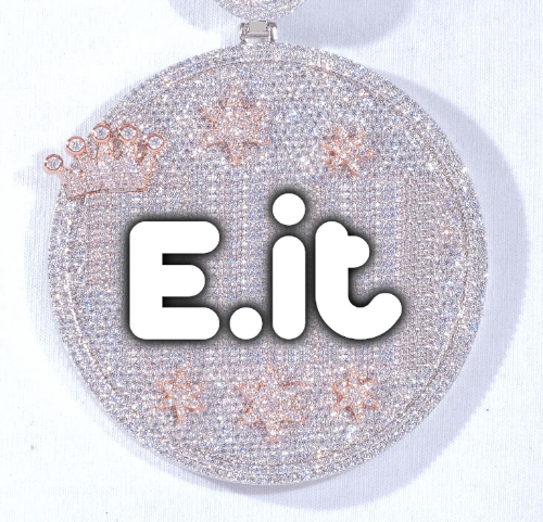 CUSTOM LETTER NECKLACE 3D BIG CROWN DISC