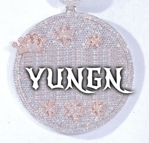 CUSTOM LETTER NECKLACE 3D BIG CROWN DISC