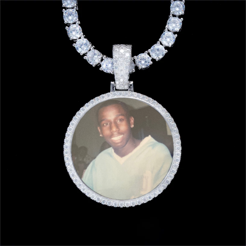 925S & VVS Moissanite 3D Circle Custom Picture Pendant