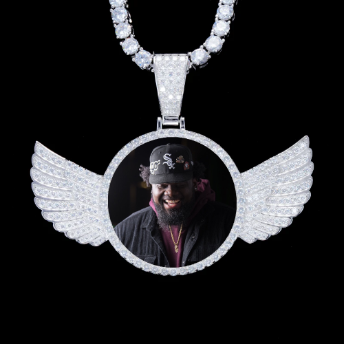 925S & VVS Moissanite 3D Wing Custom Picture Pendant