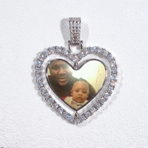 3D Spinning 2-Faced Heart Custom Picture Pendant