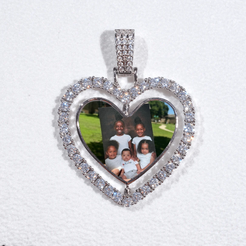 3D Spinning 2-Faced Heart Custom Picture Pendant