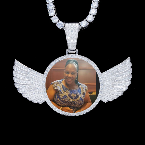925S & VVS Moissanite 3D Wing Custom Picture Pendant