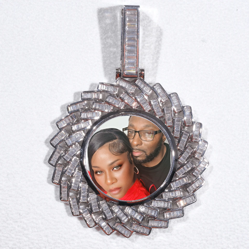 Large 3D Baguette Custom Picture Pendant