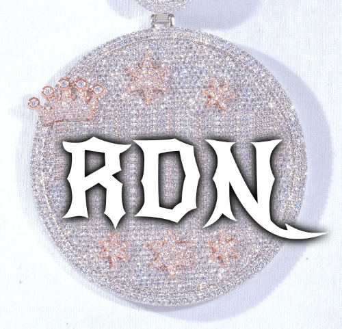 CUSTOM LETTER NECKLACE 3D BIG CROWN DISC