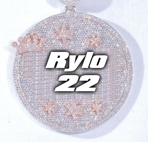 CUSTOM LETTER NECKLACE 3D BIG CROWN DISC
