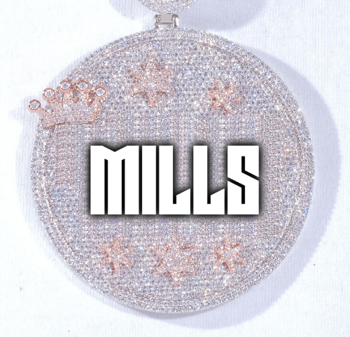 CUSTOM LETTER NECKLACE 3D BIG CROWN DISC