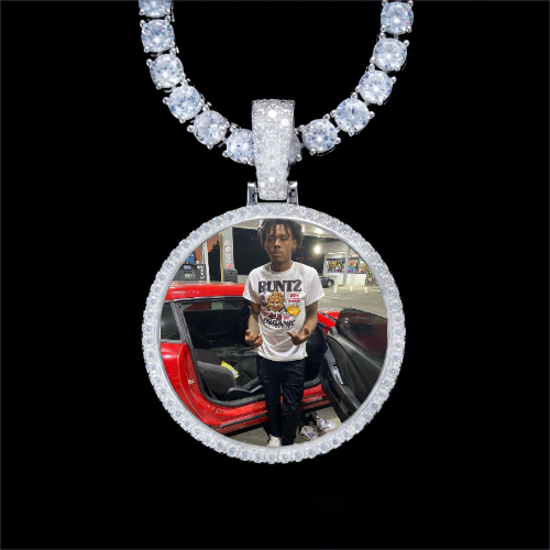925S & VVS Moissanite 3D Circle Custom Picture Pendant