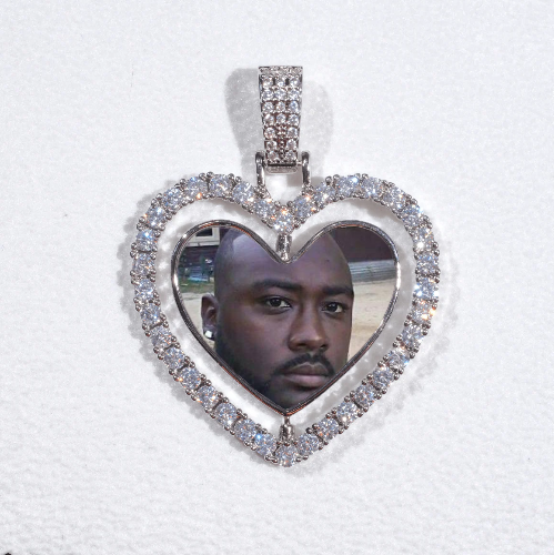 3D Spinning 2-Faced Heart Custom Picture Pendant