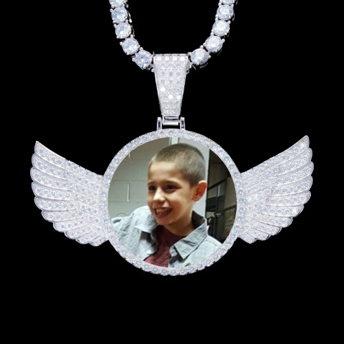 925S & VVS Moissanite 3D Wing Custom Picture Pendant