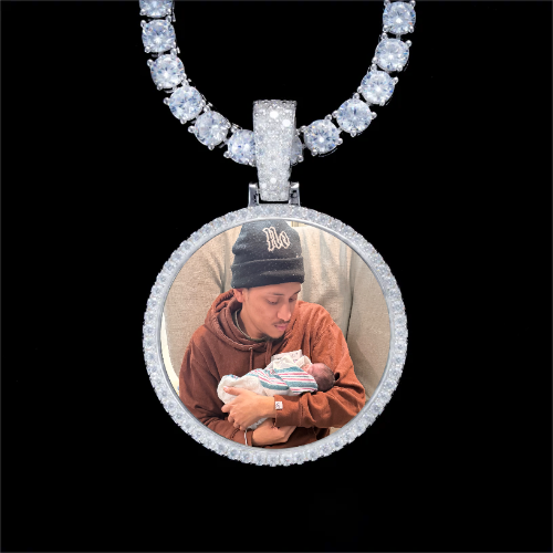 925S & VVS Moissanite 3D Circle Custom Picture Pendant