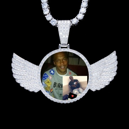 925S & VVS Moissanite 3D Wing Custom Picture Pendant
