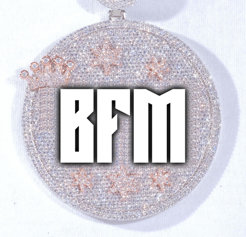 CUSTOM LETTER NECKLACE 3D BIG CROWN DISC