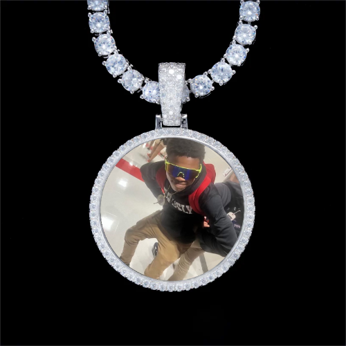 925S & VVS Moissanite 3D Circle Custom Picture Pendant