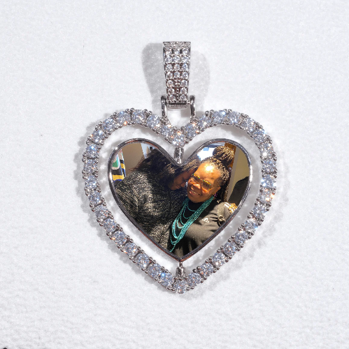 3D Spinning 2-Faced Heart Custom Picture Pendant