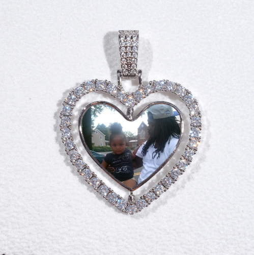 3D Spinning 2-Faced Heart Custom Picture Pendant