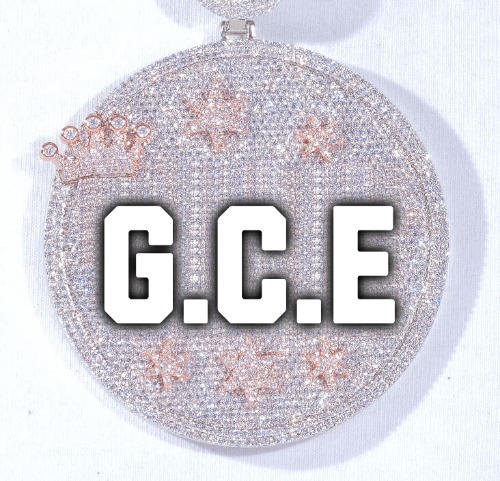 CUSTOM LETTER NECKLACE 3D BIG CROWN DISC