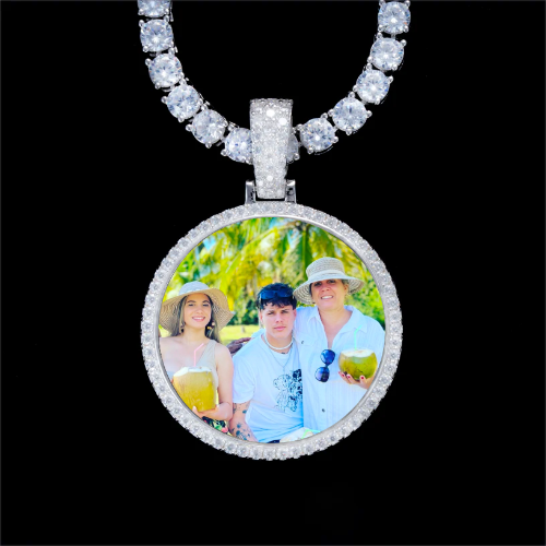 925S & VVS Moissanite 3D Circle Custom Picture Pendant