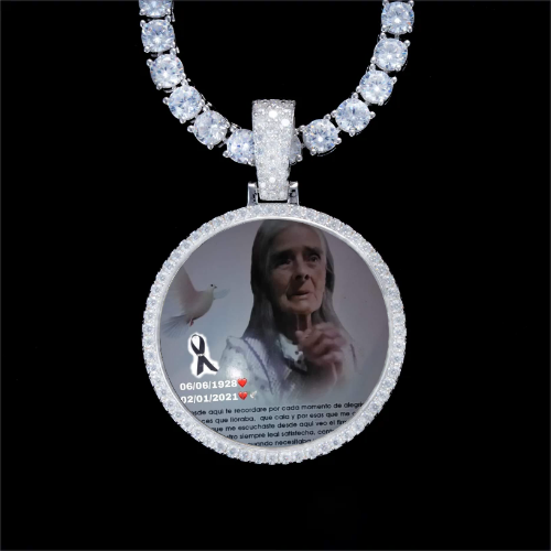 925S & VVS Moissanite 3D Circle Custom Picture Pendant