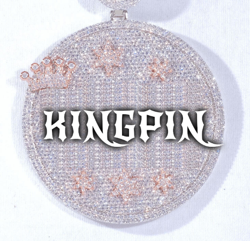 CUSTOM LETTER NECKLACE 3D BIG CROWN DISC