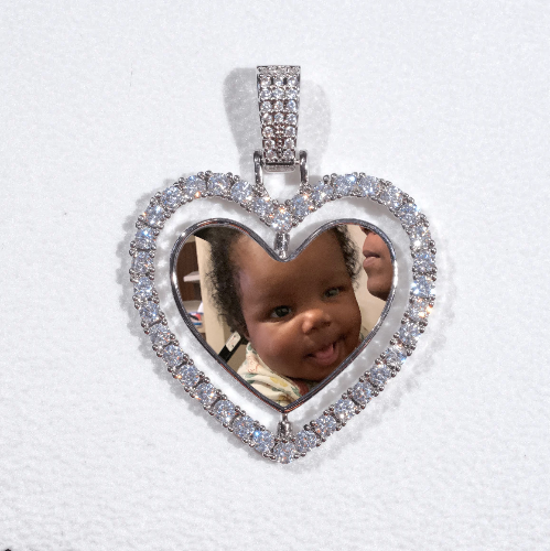 3D Spinning 2-Faced Heart Custom Picture Pendant