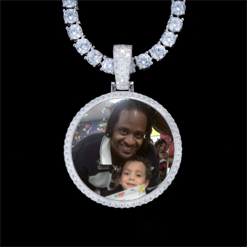 925S & VVS Moissanite 3D Circle Custom Picture Pendant