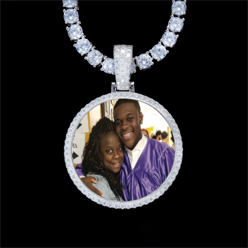 925S & VVS Moissanite 3D Circle Custom Picture Pendant