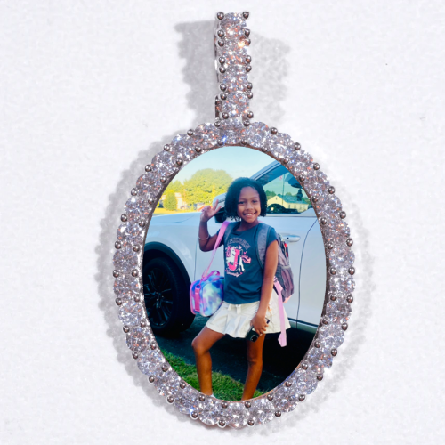 Large 3D Oval Custom Picture Pendant