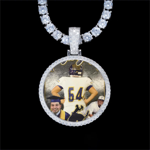 925S & VVS Moissanite 3D Circle Custom Picture Pendant