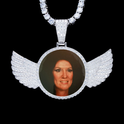 925S & VVS Moissanite 3D Wing Custom Picture Pendant