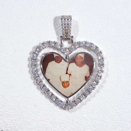 3D Spinning 2-Faced Heart Custom Picture Pendant