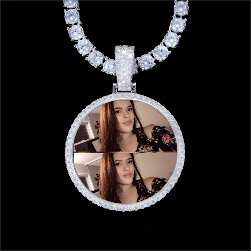 925S & VVS Moissanite 3D Circle Custom Picture Pendant
