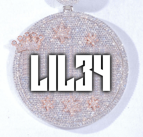CUSTOM LETTER NECKLACE 3D BIG CROWN DISC