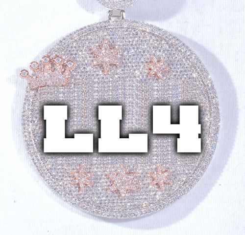 CUSTOM LETTER NECKLACE 3D BIG CROWN DISC