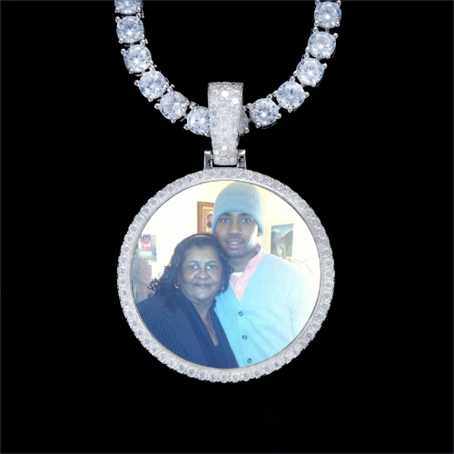 925S & VVS Moissanite 3D Circle Custom Picture Pendant