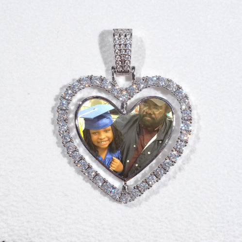 3D Spinning 2-Faced Heart Custom Picture Pendant