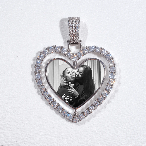 3D Spinning 2-Faced Heart Custom Picture Pendant