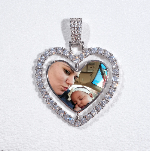 3D Spinning 2-Faced Heart Custom Picture Pendant